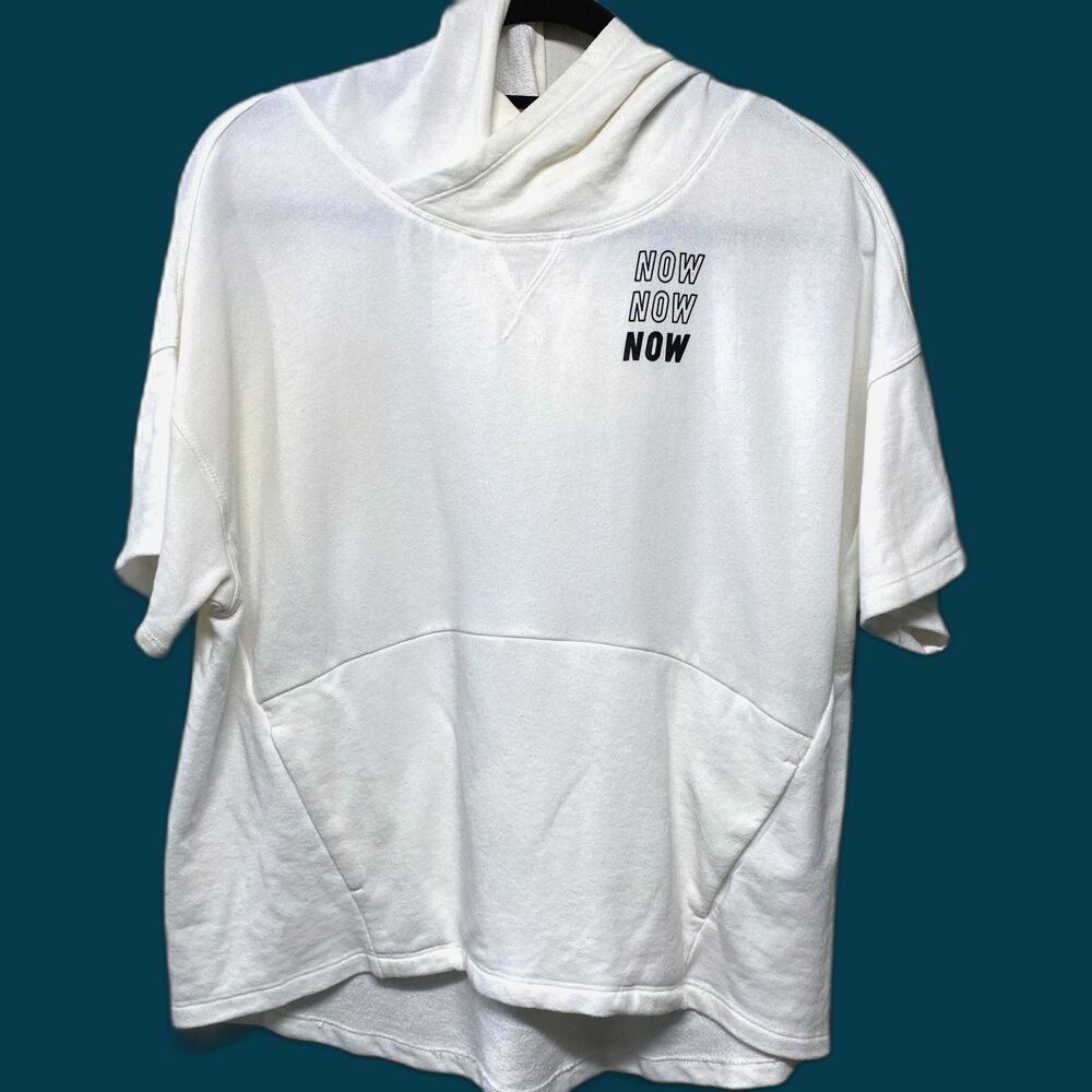 Fabletics Hadley Hi-Low Now Now Now White Pullover Hoodie Size Small
